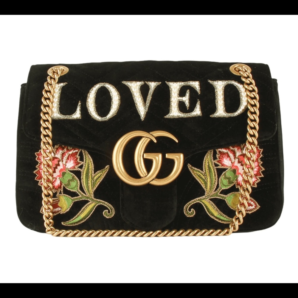 Gucci black velvet Marmont Loved Bag